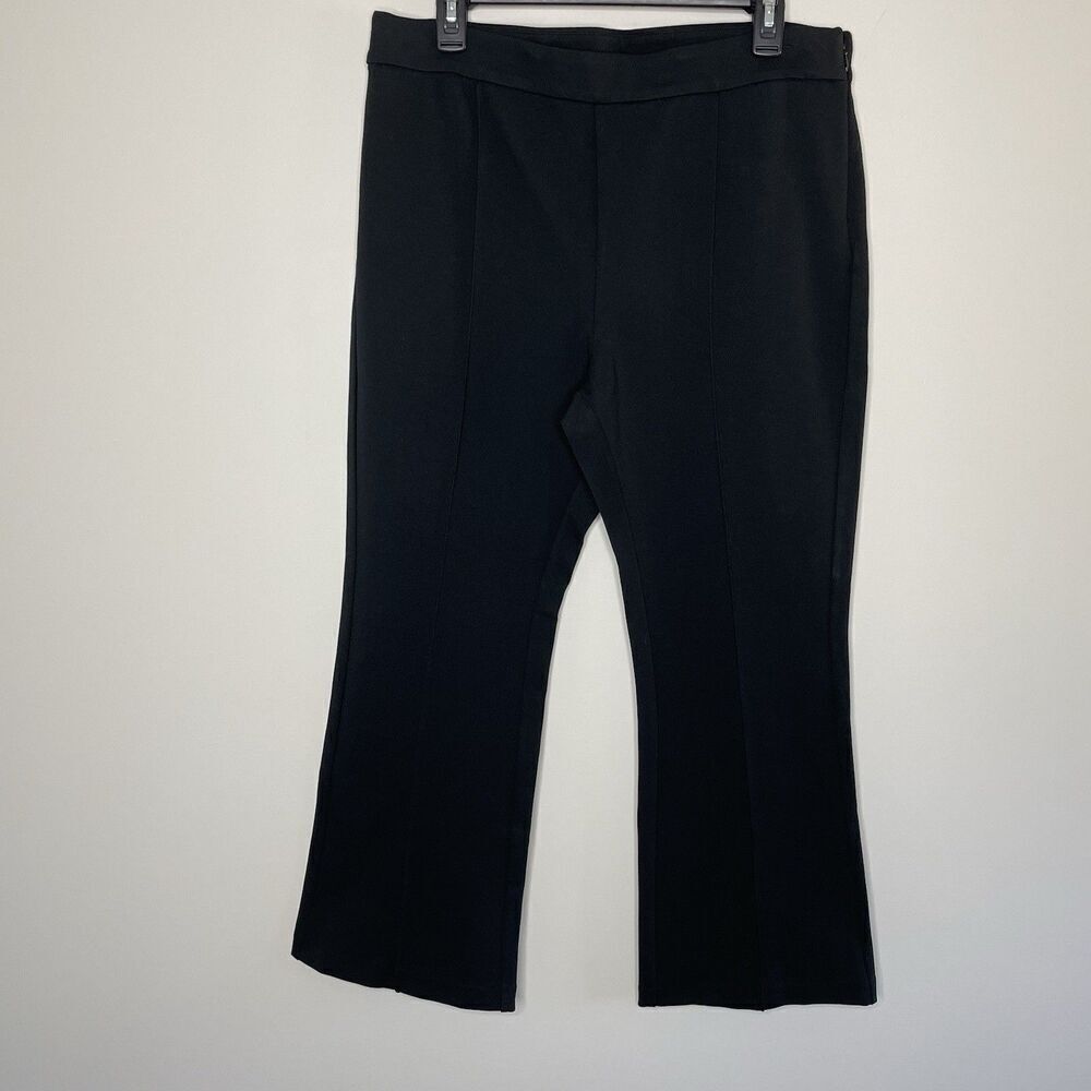 J.CREW Ponte Pants Women 14 Crop Flare NEW Black Stretch BY574